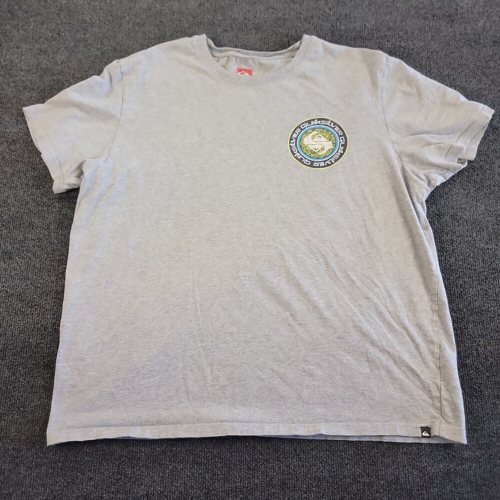 Quiksilver Mens Casual T Shirt Gray Short Sleeve Logo Patch XXL